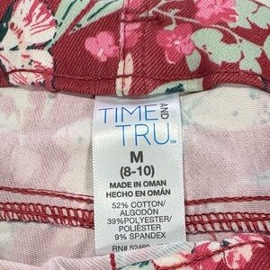 Time and Tru Women's Straight Leg Pants - Burgundy Floral